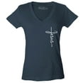 thumbnail image 1 of Shop4Ever Women's Jesus Cross Cursive Script Small  Slim Fit V-Neck T-Shirt Medium Charcoal, 1 of 5