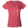 thumbnail image 1 of Shop4Ever Women's Jesus Cross Cursive Script Small  Slim Fit V-Neck T-Shirt X-Small Heather Red, 1 of 5