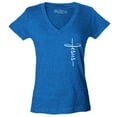 thumbnail image 1 of Shop4Ever Women's Jesus Cross Cursive Script Small  Slim Fit V-Neck T-Shirt X-Small Heather Royal Blue, 1 of 5