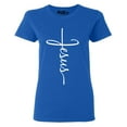 thumbnail image 1 of Shop4Ever Women's Jesus Cross Religious Graphic T-Shirt Large Royal Blue, 1 of 5