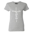 thumbnail image 1 of Shop4Ever Women's Jesus Cross Religious Graphic T-Shirt Large Sports Grey, 1 of 5
