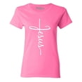 thumbnail image 1 of Shop4Ever Women's Jesus Cross Religious Graphic T-Shirt Medium Azalea Pink, 1 of 5