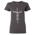 thumbnail image 1 of Shop4Ever Women's Jesus Cross Religious Graphic T-Shirt Medium Charcoal, 1 of 5