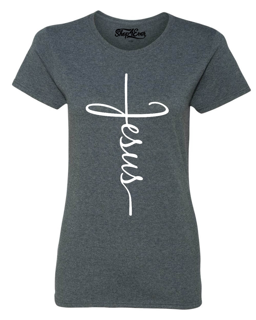 shop4ever Jesus Cross - Maglietta da donna, Erica scura, XX-Large