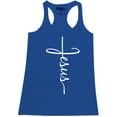 thumbnail image 1 of Shop4Ever Women's Jesus Cross Religious Racerback Tank Top X-Small Royal Blue, 1 of 5