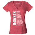 thumbnail image 1 of Shop4Ever Women's Jesus Is My Everything My God My Savior Christian Slim Fit V-Neck T-Shirt Medium Heather Red, 1 of 5