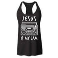 thumbnail image 1 of Shop4Ever Women's Jesus Is My Jam Funny Christian Faith Novelty Racerback Tank Top X-Large Black, 1 of 5