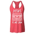 thumbnail image 1 of Shop4Ever Women's Jesus Is My Jam Funny Christian Faith Novelty Racerback Tank Top X-Small Red, 1 of 5