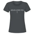 thumbnail image 1 of Shop4Ever Women's Jesus Loves You Minimal Cross  Graphic T-Shirt XX-Large Charcoal, 1 of 5