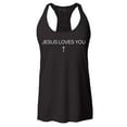 thumbnail image 1 of Shop4Ever Women's Jesus Loves You Minimal Cross  Racerback Tank Top Medium Black, 1 of 5