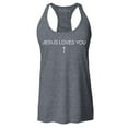 thumbnail image 1 of Shop4Ever Women's Jesus Loves You Minimal Cross  Racerback Tank Top Medium Charcoal, 1 of 5