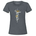 thumbnail image 1 of Shop4Ever Women's Jesus Script Cross with Flowers and Butterflies Graphic T-Shirt XX-Large Dark Heather, 1 of 5