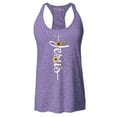 thumbnail image 1 of Shop4Ever Women's Jesus Script Cross with Flowers and Butterflies Racerback Tank Top X-Large Purple, 1 of 5