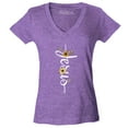 thumbnail image 1 of Shop4Ever Women's Jesus Script Cross with Flowers and Butterflies Slim Fit V-Neck T-Shirt Large Heather Purple, 1 of 5