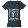 thumbnail image 1 of Shop4Ever Women's Jesus The Way The Life The Truth Slim Fit V-Neck T-Shirt Small Charcoal, 1 of 5