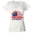 thumbnail image 1 of Shop4Ever Women's Jesus is My Savior Trump is My President Slim Fit V-Neck T-Shirt Large White, 1 of 5