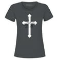 thumbnail image 1 of Shop4Ever Women's John 3:16 Bible Verse Script Cross Graphic T-Shirt Large Charcoal, 1 of 5
