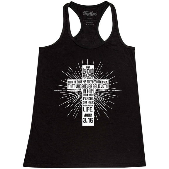 Shop4Ever Women's John 3:16 Cross Racerback Tank Top XX-Large Black