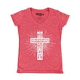 thumbnail image 1 of Shop4Ever Women's John 3:16 Cross Slim Fit V-Neck T-Shirt Medium Heather Red, 1 of 5
