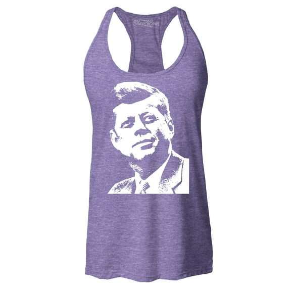 Shop4Ever Women's John F. Kennedy JFK 1960's President American Icon Racerback Tank Top Large Purple