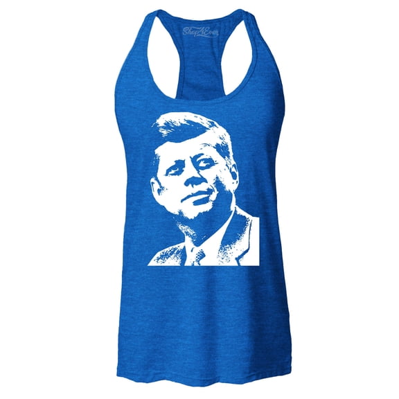 Shop4Ever Women's John F. Kennedy JFK 1960's President American Icon Racerback Tank Top Large Royal Blue