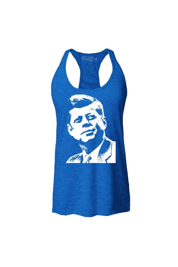 Women's John F. Kennedy JFK 1960's President American Icon Racerback Tank Top Small Royal Blue