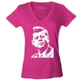 thumbnail image 1 of Shop4Ever Women's John F. Kennedy JFK 1960's President American Icon Slim Fit V-Neck T-Shirt Small Pink, 1 of 5