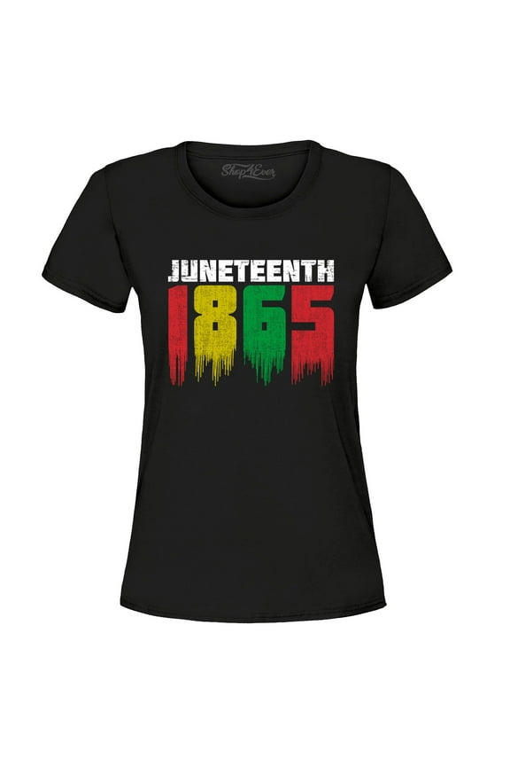 Women's Juneteenth 1865 Dripping June 19th Graphic T-Shirt XX-Large Black