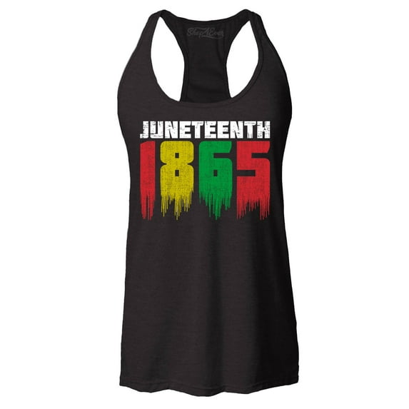 Shop4Ever Women's Juneteenth 1865 Dripping June 19th Racerback Tank Top Large Black
