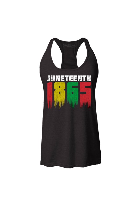 Women's Juneteenth 1865 Dripping June 19th Racerback Tank Top Large Black