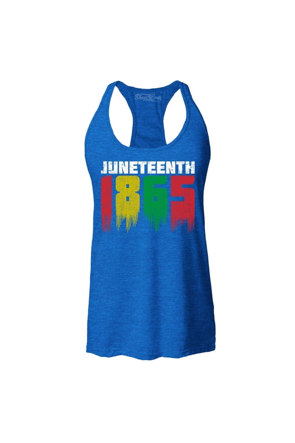 Women's Juneteenth 1865 Dripping June 19th Racerback Tank Top Medium Royal Blue