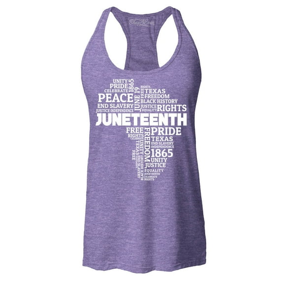 Shop4Ever Women's Juneteenth Africa Word Cloud Montage Racerback Tank Top XX-Large Purple