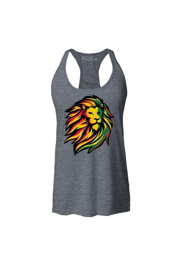 Women's Juneteenth African History Lion Racerback Tank Top Large Charcoal