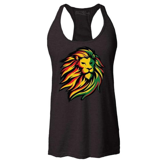 Shop4Ever Women's Juneteenth African History Lion Racerback Tank Top X-Large Black