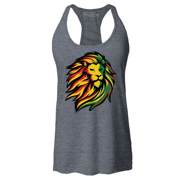 Shop4Ever Women's Juneteenth African History Lion Racerback Tank Top X-Small Charcoal