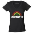 thumbnail image 1 of Shop4Ever Women's Juneteenth Rainbow June 19th 1865 Slim Fit V-Neck T-Shirt X-Small Black, 1 of 5