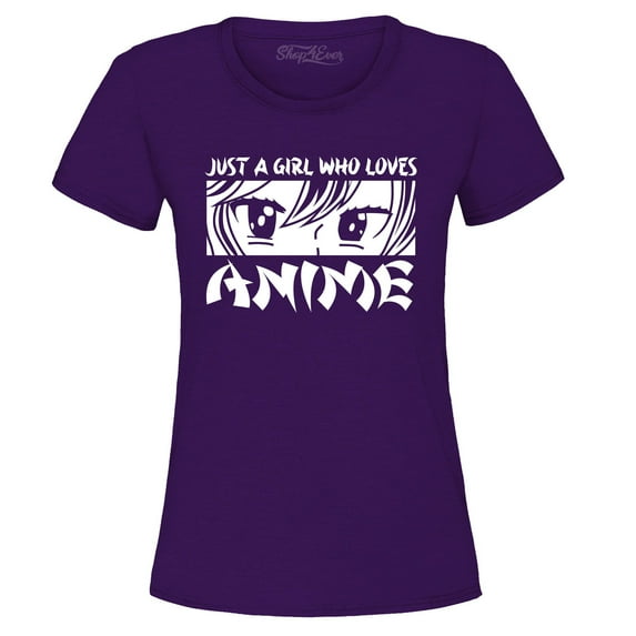 Shop4Ever Women's Just A Girl Who Loves Anime Graphic T-Shirt Large Purple
