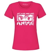 Shop4Ever Women's Just A Girl Who Loves Anime Graphic T-Shirt XX-Large Heliconia Pink