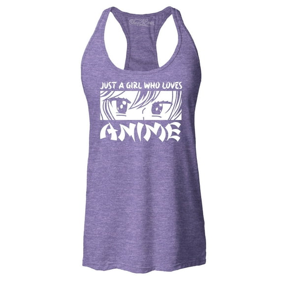 Shop4Ever Women's Just A Girl Who Loves Anime Racerback Tank Top Large Purple