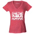 thumbnail image 1 of Shop4Ever Women's Just A Girl Who Loves Anime Slim Fit V-Neck T-Shirt Large Heather Red, 1 of 5
