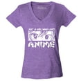 thumbnail image 1 of Shop4Ever Women's Just A Girl Who Loves Anime Slim Fit V-Neck T-Shirt X-Small Heather Purple, 1 of 5