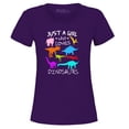 thumbnail image 1 of Shop4Ever Women's Just A Girl Who Loves Dinosaurs Dino Graphic T-Shirt Large Purple, 1 of 5