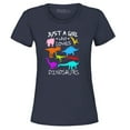 thumbnail image 1 of Shop4Ever Women's Just A Girl Who Loves Dinosaurs Dino Graphic T-Shirt Medium Navy, 1 of 5