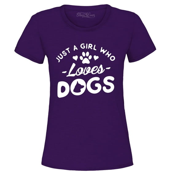 Shop4Ever Women's Just A Girl Who Loves Dogs Graphic T-Shirt X-Large Purple
