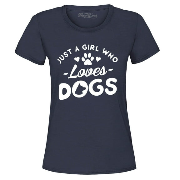 Shop4Ever Women's Just A Girl Who Loves Dogs Graphic T-Shirt XX-Large Navy