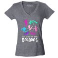thumbnail image 1 of Shop4Ever Women's Just A Girl Who Loves Dragons Slim Fit V-Neck T-Shirt Large Heather Charcoal, 1 of 5