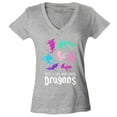 thumbnail image 1 of Shop4Ever Women's Just A Girl Who Loves Dragons Slim Fit V-Neck T-Shirt XX-Large Sports Grey, 1 of 5