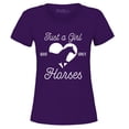 thumbnail image 1 of Shop4Ever Women's Just A Girl Who Loves Horses Graphic T-Shirt Small Purple, 1 of 5
