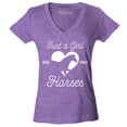 thumbnail image 1 of Shop4Ever Women's Just A Girl Who Loves Horses Slim Fit V-Neck T-Shirt X-Large Heather Purple, 1 of 5
