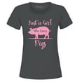 thumbnail image 1 of Shop4Ever Women's Just A Girl Who Loves Pigs Graphic T-Shirt X-Large Charcoal, 1 of 5